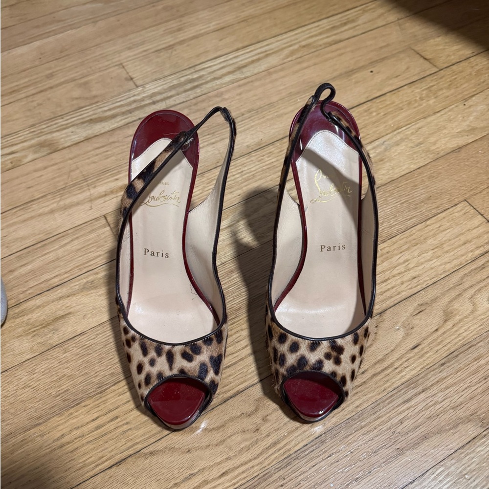 Christian Louboutin Leopard Print Slingback Heels